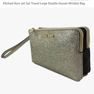 Michael Kors Gold & signature double Wallett/ Wristlet Bag